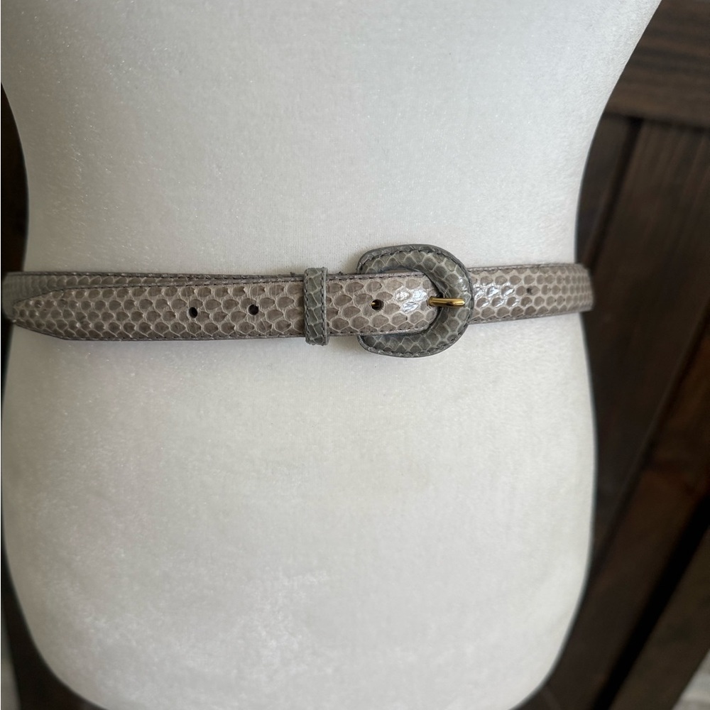 Elegant Gray Genuine Snake Skin Belt
